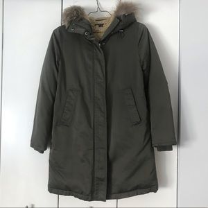 Army green Theory Parker With fur trim hood